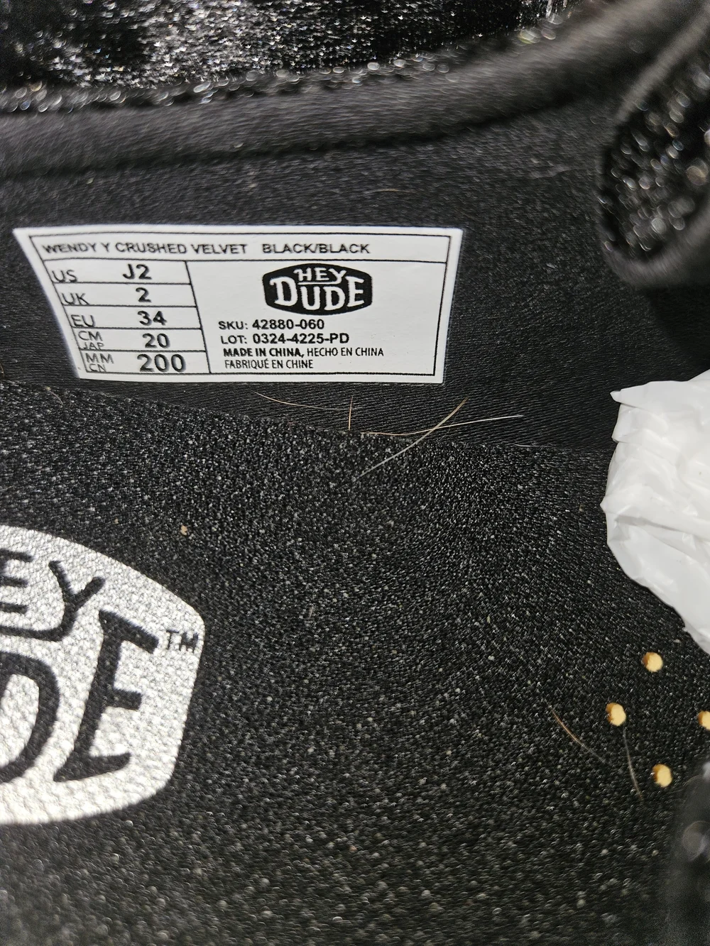 Hey Dude Kids Black Velvet-Effect Lace-Up Sneakers with Patterned Laces